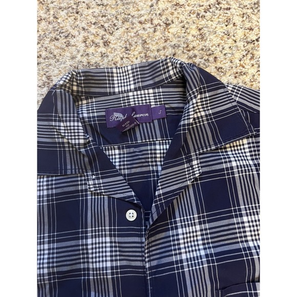 Ralph Lauren Men's Purple Button Up Shirt Cotton Sz S Blue Plaid Italy - Picture 5 of 10
